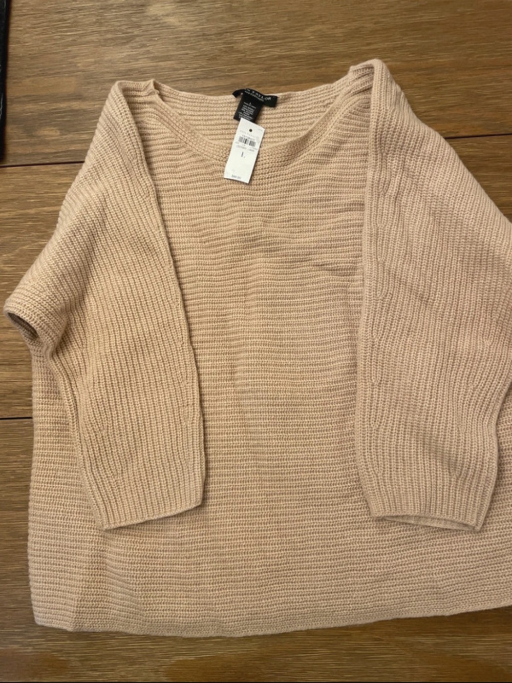 Ann Taylor Cashmere blend Beige Scoop Neck Knit Sweater